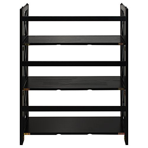 Casual Home Montego 3-Shelf Folding Bookcase, Black - color: Black, size: 3-Shelf Stackable