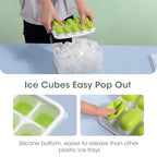 DOQAUS Ice Cube Tray with Lid and Bin - 4 Pack Silicone Ice Cube Trays for Freezer, Stackable Ice Bucket Kits with Storage Container & Scoop for Kitchen, RV, Cocktail, Coffee - color: Green