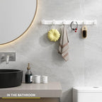 Coat Hook Wall Rack Hanger - White Coat Rack with 6 Hooks Wall Hooks for Hanging Hat Key Bag Towel Wall Mount Coat Holder - color: White, size: Rectangle 6 Hooks 1 Pack