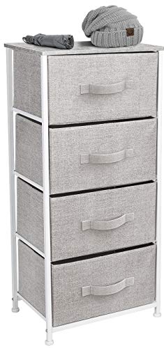 Sorbus Nightstand with 4 Drawers - Bedside Furniture & Night Stand End Table Dresser with Steel Frame, Wood Top, Easy Pull Fabric Bins for Home, Bedroom Accessories, Office & Dorm - color: Grey, style: 4 Drawer