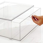 mDesign Plastic Stackable Closet Storage Organizer Bin Containers with Front Pull Drawer for Cabinet, Desk, Shelf, Cupboard, or Dresser Organization - Lumiere Collection - Clear - size: 16 x 12 x 6 (Pack of 1)