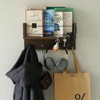 Entrance Coat Rack ，Coat Hooks, Wall-Mounted Wooden Hook Rack, Wall-Mounted Shelves are Very Suitable (Walnut Color Finish-B-1) - style: Walnut color finish-B-1