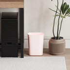 CEROELDA Bathroom Trash Can with Lid, 10L/2.6 Gal Small Garbage Can with Press Top Lid, Slim Plastic Waste Basket for Toilet, Office, Bedroom(Pink) - color: 1 Pack-No Lid-Pink