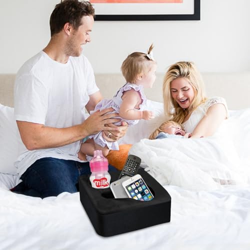 Couch Cup Holder Pillow Tray & Caddy - for Sofa, Bed, Car, Man Cave | Keep Drinks at Hand & Spill-Proof Accessories for New Parents, Camping, Park, Boat, Beach -Black - color: Black, size: 9.4" x 9.4" x 3.9"