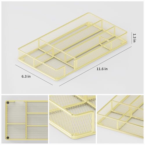 Desk Drawer Organizer Tray, Office Drawer Organizer, Desk Accessories & Workspace Organizers, Suitable for Tools, Pencils, Office Supplies Storage (Gold) - color: Gold