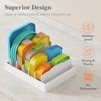 Lifewit Kitchen Cabinet Organizer for Food Contanier Lid, Lid Holder with 6 Adjustable Dividers & 7 Sections for Pantry Organizers and Storage, Home Drawer Organization, Large, 13" x 10" - size: Large(13" x 10")