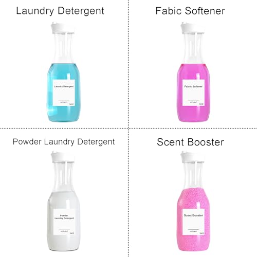 54 OZ Laundry Detergent Dispenser, Laundry Soap Dispenser, Liquid Laundry Detergent Container and Organizer, Clear Plastic Fabric Softener and Laundry Powder Dispenser for Laundry Room, 2Pack - color: 2p