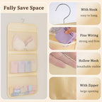 MIUPOO Multi Purpose Multi Layer Mesh Storage Hanging Bag,Hanging Storage with Zipper and Metal Hanger for Bra Underwear Socks,Mesh Pockets Hanging Storage Bag,2 Pieces. (2, 2 Layer and 3 Layer)