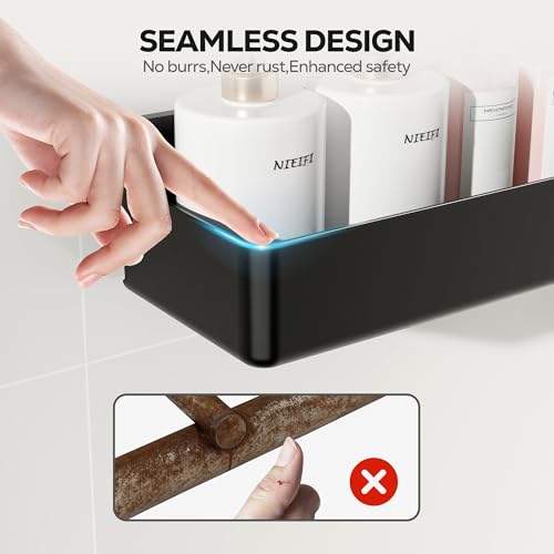 Nieifi Shower Shelves 5 Pack, Adhesive Shower Wall Shelf Organizer for Bathroom Organization, Black - color: Black, size: 5 pieces