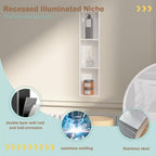 Narrow Shower Niche with Shelf，Stainless Steel recessed Wall Niche ，Three-Tier Shelves with Bathroom Storage/Remodel， Matte White （ 8"x 36"） - color: White, size: 36 * 8 in