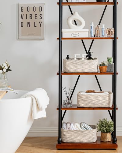 KALLAX Small Woven Basket, 13.5 x 9.5 x 5 Inches, Storage Basket for Organizing, Cute Small Rope Shelf Closet Cube Storage Bins Baskets for Shelves, Dog Toy Gift Baskets Empty, 3 Pack Brown - color: Brown, size: 13.5"L x 9.5"W x 5"H