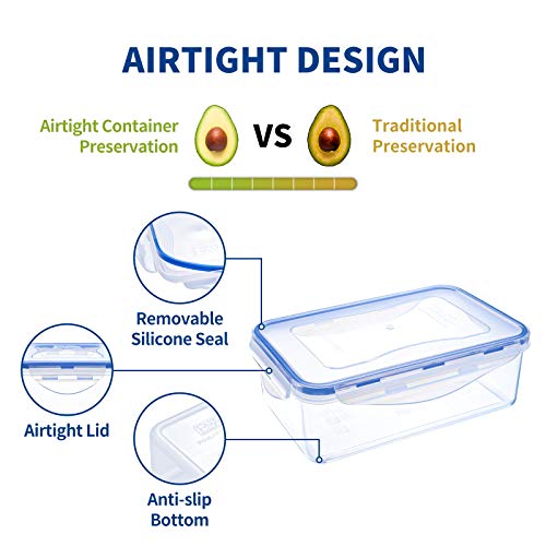 KIGI Reusable Meal Prep Containers with Lids, Airtight Food Storage Containers Set, Leak-proof for Food, Microwave, Freezer & Dishwasher Safe, 38.9Oz / 4.8 Cup, 4 Piece Set - size: 4.8 cup (4-Piece)