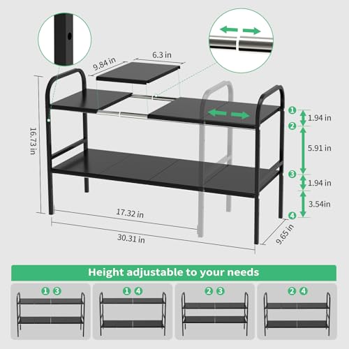 Expandable 2-Tier Under Sink Organizer, 8 Removable Plastic Boards, Tool-Free Installation (Black, 2-Tier 8 Boards) - color: Black, size: 2-TIER 8 Boards