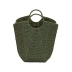 Household Essentials Natural Woven Wicker Storage Basket with Handles - color: Green Paper Rope