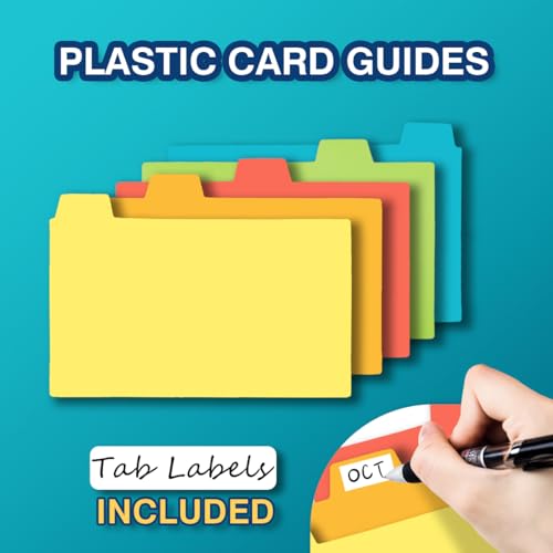 H4D Index Card Holder 4x6 Inches with 25 Plastic Dividers, Clear - color: Clear, size: 4x6 inch