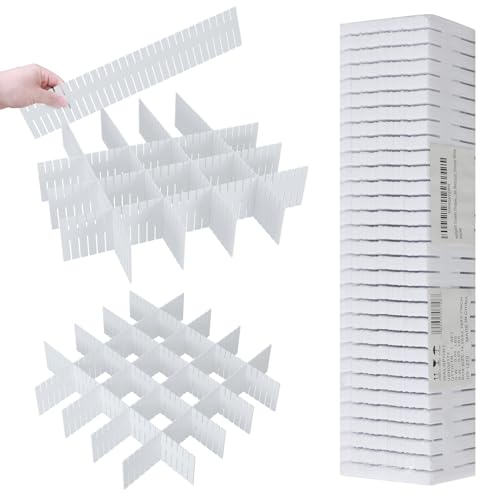 ALBAD Plastic Drawer Dividers Adjustable Drawer Organizer Dividers Separator for Tidying Clutter/Cutlery/Underwear/Socks/Clothes/Dresses/Boxes/Bins in Kitchen Bathroom Bedroom Office - color: White, size: 42