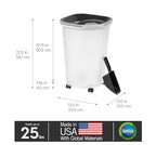 IRIS USA Pet Food Storage Container 25 lbs, Premium 60% Improved Airtight Seal with Air Valve, 2 Cup Scoop, Removable Wheels, Easy to Open - Made in the USA, Black - color: Black, size: 25 lbs