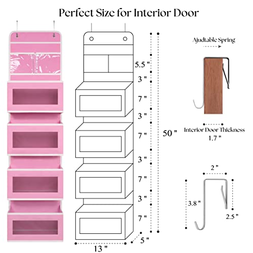 Giraffe Creation Over Door Organizer with 4 Large Capacity Pockets, Hanging Organizer Storage for Closet Bathroom Nursery Bedroom Dorm, Toys Cosmetics Sundries and Baby Essentials, Pink - color: Pink
