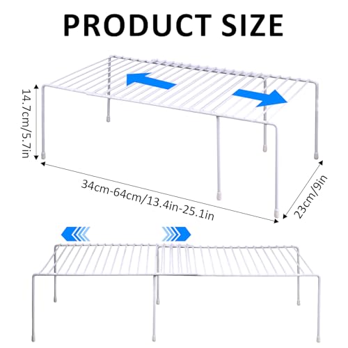 4-Pack Expandable Medium (13.4-25.1x9inch) Kitchen Organizer Rack, Kitchen Shelves for Spice Organization for Cabinet, Pantry Organizers and Storage, Spice Rack, Desk Organizer, White - size: Expandable Medium