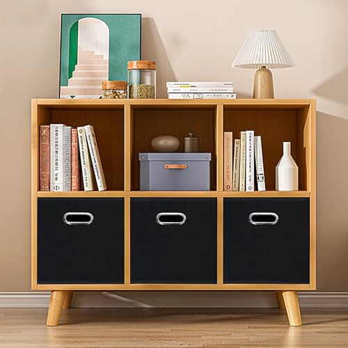 Fabric Cubby Storage Bins,13x13x13 Inches ,Cube Organizer Bin Foldable Storage Boxes with Dual Handles Fabric Organizer Box and collapsible Storage basket,Set of 8,Black - color: Black, size: 8 Pack
