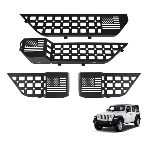 MAIKER 4PCS Metal Front Rear Door Storage Box Compatible with 2018-2025 Jeep Wrangler JL JLU 4XE & 2020-2025 Gladiator JT, Insert Organizer Box Pockets for Replace Sagging Nets, Black - size: JL/JT Front ＆ Rear