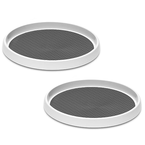 2 Set, 10 Inch Non-Skid Lazy Susan Organizers - Turntable Rack for Cabinet, Pantry Organization and Storage, Kitchen, Fridge, Bathroom Makeup Vanity Countertop, Under Sink Organizing, Spice Rack - size: 2 Pack