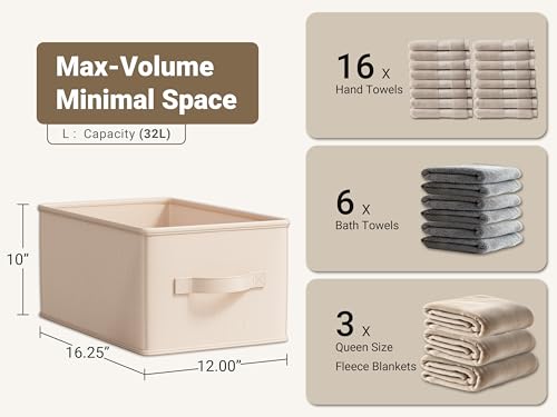LayerSpace Storage Bins, Fabric Satin Storage Baskets for Shelves, 16.25" L*12" W*10" H Collapsible Storage Bins with Handles for clothes, Closet Baskets and Bins with Handles, Blush Pink, 3-Pack - color: Blush Pink, size: 3pcs-16.25"x12"x10"