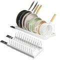 pots and pans organizer under cabinet,pot lid organizers inside cabinet holders for kitchen,Horizontal and vertical pulling modes,cast iron storage ((2pcs) White vertical) - size: (2pcs) White vertical