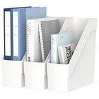 Delifox 3 Pack Magazine Rack, Plastic File Folder Bin Desk Organizer, White - color: 3Pack-White