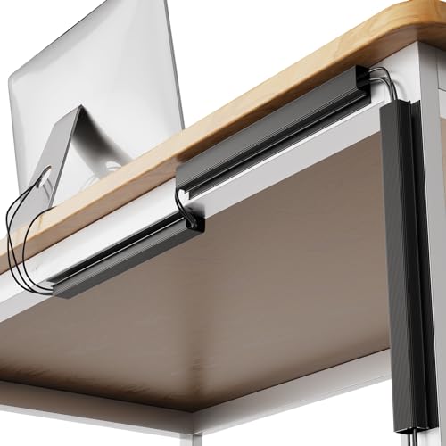 Delamu 4 Pack Cord Organizers for Desks, 62.8in Cable Organizer Cable Management Under Desk, Self Adhesive Wire Management Raceway, Desk Organizers and Accessories for Office&Home Organization, Black - color: Black, size: 62.8in L*2in W*1in H
