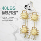SRIWATANA Shower Caddy Hanging, Bathroom Organizer, No Drilling Shelves Over Shower Head, Bath Rack Holder with Hooks for Razors and Sponge - Gold - color: Gold