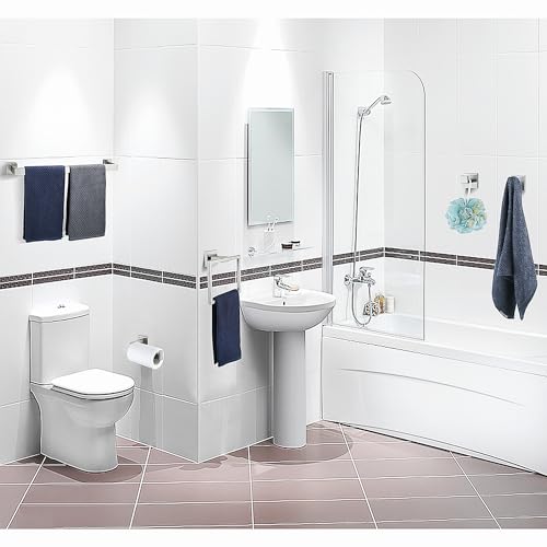5 Piece Bathroom Hardware Accessories - Brushed Nickel, 24Inch Towel Racks, Stainless Steel Square Towel Bar Set, Wall Mounted - color: Brushed Nickel, size: 24" 5pcs