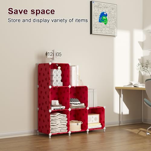 UNKU Cube Storage Organizer, 6 Cube Closet Organizer Storage Shelves, DIY Stackable Bookcase, Clothes Organizer Shelf for Closet, Bedroom, Living Room, Cabinet, Home, Office, Red - color: Green, size: 6cube