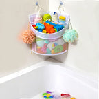 Ligereza Baby Bath Toy Organizer, Quick Drying and Mould Proof, Corner Hang-Suspension Holder, Large Capacity Multi Use Shower Caddy (White)