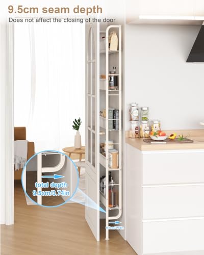 UMDONX Behind The Door Bathroom Shelf Narrow 5-Tier, Space-Saving Slim Storage Shelf Narrow Shelving Unit for Bathroom and Kitchen White - color: White, size: Width 17.5in