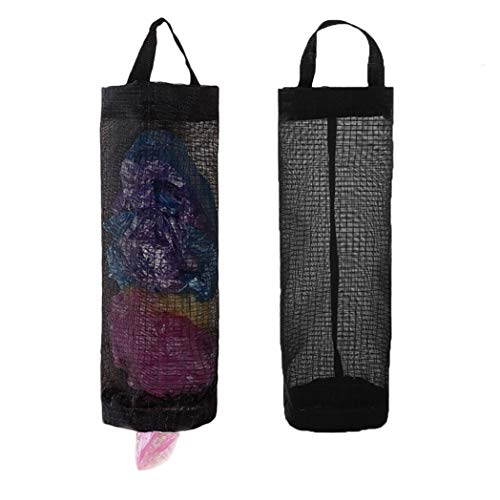 TOGETRUE Plastic Bag Holder, Grocery Bag Holder Mesh Hanging Storage Bag Dispenser (Black 2 Packs) - color: Black 2 Packs