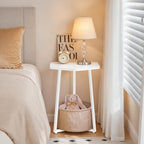 MAHANCRIS Small Side Table, Round End Table with Storage Basket, Modern Nightstand for Small Space, Hexagonal Bedside Table, Couch Side Table for Living Room, Bedroom, White ETWT9901