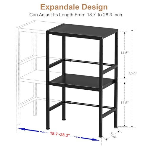 Expandable Metal Storage Shelves, 300 LBS Heavy Duty Metal Shelving Unit Rack For Pots And Pans Appliances Heavy Items, Adjustable 2 Tier Storage Shelf Rack Organizer For Kitchen Pantry Garage Laundry - color: Black, size: 2 Tiers：11.8"D x 28.3"W x 30.9"H