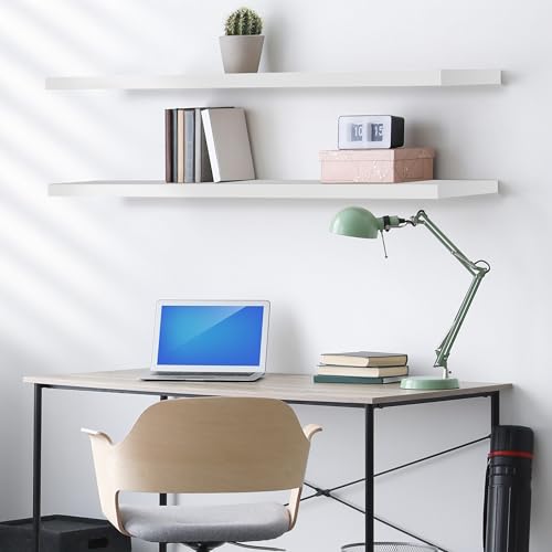 Sorbus Floating Shelves for Wall - 55 Inch Extra-Long Bathroom Shelves, Wall Decor for Bedroom, Kitchen, Living Room, Book Storage - Mounted Floating Shelf with Hidden Brackets (White, 2 Pack) - color: White, size: 55 Inch, style: 2 Pack