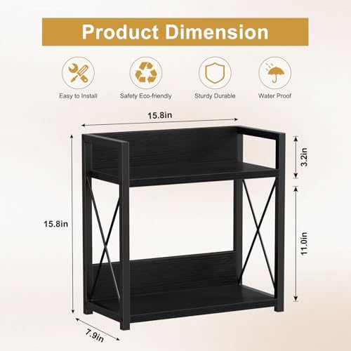 Giikin Kitchen Countertop Organizer, 2 Tier Coffee Bar Organizer, Black Spice Rack for Counter, Kitchen Counter Shelves, Particleboard, Large Size (15.8" L x 7.9" W x 15.8" H), Black - color: Black, size: Large