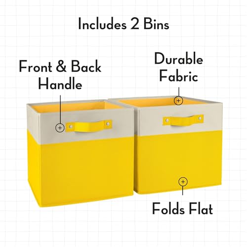 RiverRidge Kids storage bins - 10.5 Cube Storage Organizer with Handles – Yellow Two-Tone closet organizers and storage for Toys, Shoes & More - Fits RiverRidge Cabinets - color: Yellow