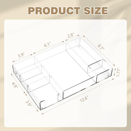Briwooody Acrylic Drawer Organizer Clear Desk Drawer Organizer Trays with Adjustable Compartments Desk Accessories for Office Stationery Makeup Silverware Bathroom(Adjustable) - style: Adjustable