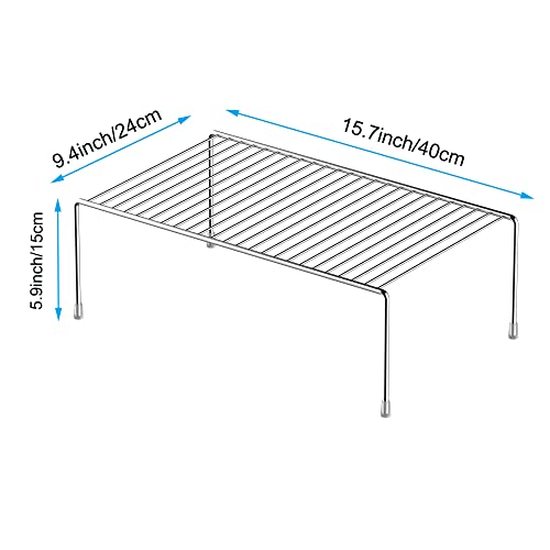 iPEGTOP Kitchen Cabinet Storage Shelf Rack, Set of 2 Large (15.7 x 9.4 Inch) Rustproof Metal Wire Shelves Spice Shelf Rack Cupboard Organizer for Pantries Countertops Utensils Organization, Chrome - color: Chrome