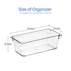 Ravinte 6 Pack Drawer Organizer - 3" X 6" Plastic Storage Bins, Acrylic Organizers with Non-Slip Pads Clear Desk Storage Tray for Makeup, Jewelries, Kitchen Utensils, Bathroom and Office - size: 3" x 6"