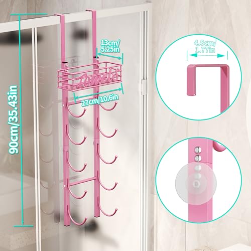 HapiRm Towel Racks for Bathroom Storage - 6 Tier Over The Door & Wall Mount Rolled Towel Storage Organizer Holder with Metal Shelf Basket for Small Bathroom, Camper, Rv - Pink, Patented - color: Pink, size: 6-Tier