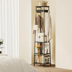 Coat Rack Freestanding, Coat Stand with 3 Shelves and 7 Hooks, Hall Tree Free Standing, Clothes Rack Stand Organizer for Bedroom, Hallway, Entryway, Living Room, Industrial Style, Black - color: Black, style: 3 Shelves