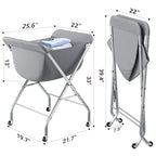 ELYKEN Laundry Cart with Wheels, 33”H Easy Rolling Laundry Hamper with Removable Liner Bag, Sturdy Metal Frame Clothes Basket with 4 Casters and 2 Brakes - color: Gray, size: 25.6"L x 22"W x 33"H