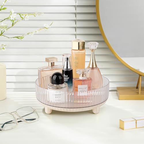 Anyoifax 360 Rotating Makeup Organizer Perfume Tray Skincare Holder Spinning Cosmetic Storage Bathroom Countertop Organizer Lazy Susan Turntable for Dresser, Vanity, Kitchen, Small Beige - color: Beige, size: 9"