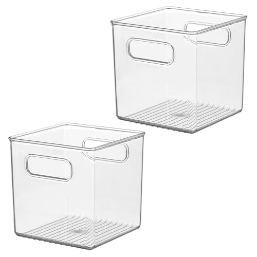 iDesign Pantry Storage Bins with Handles - Cube Organizer Bins for Cabinets or Fridge - Set of 2 - Clear - style: Pack of 2