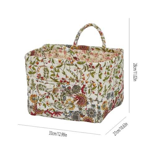 Quilted Laundry Basket with Handles, Aesthetic Collapsible Fabric Storage Basket for Clothes, Diapers & Toys - Multi-Purpose Boho Organizer Tote for Car, Home & Picnic (B) - color: B